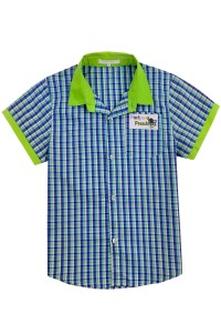 SU219 來樣訂做小學校服  製作小學撞色領校服 男童  設計格子校服恤衫  校服供應商 幼稚園 P 班 校服